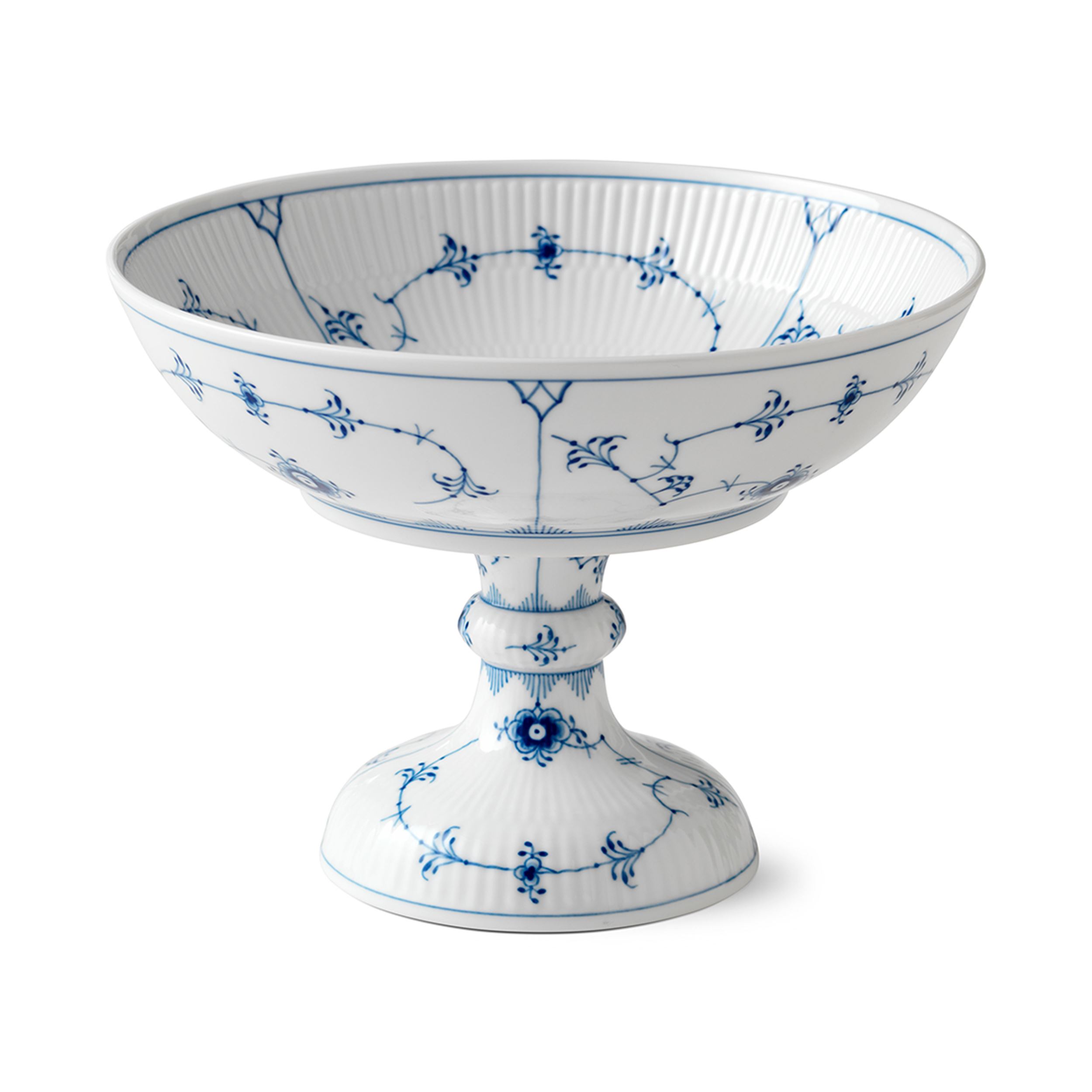 Blue Fluted Plain Bowl on High Foot