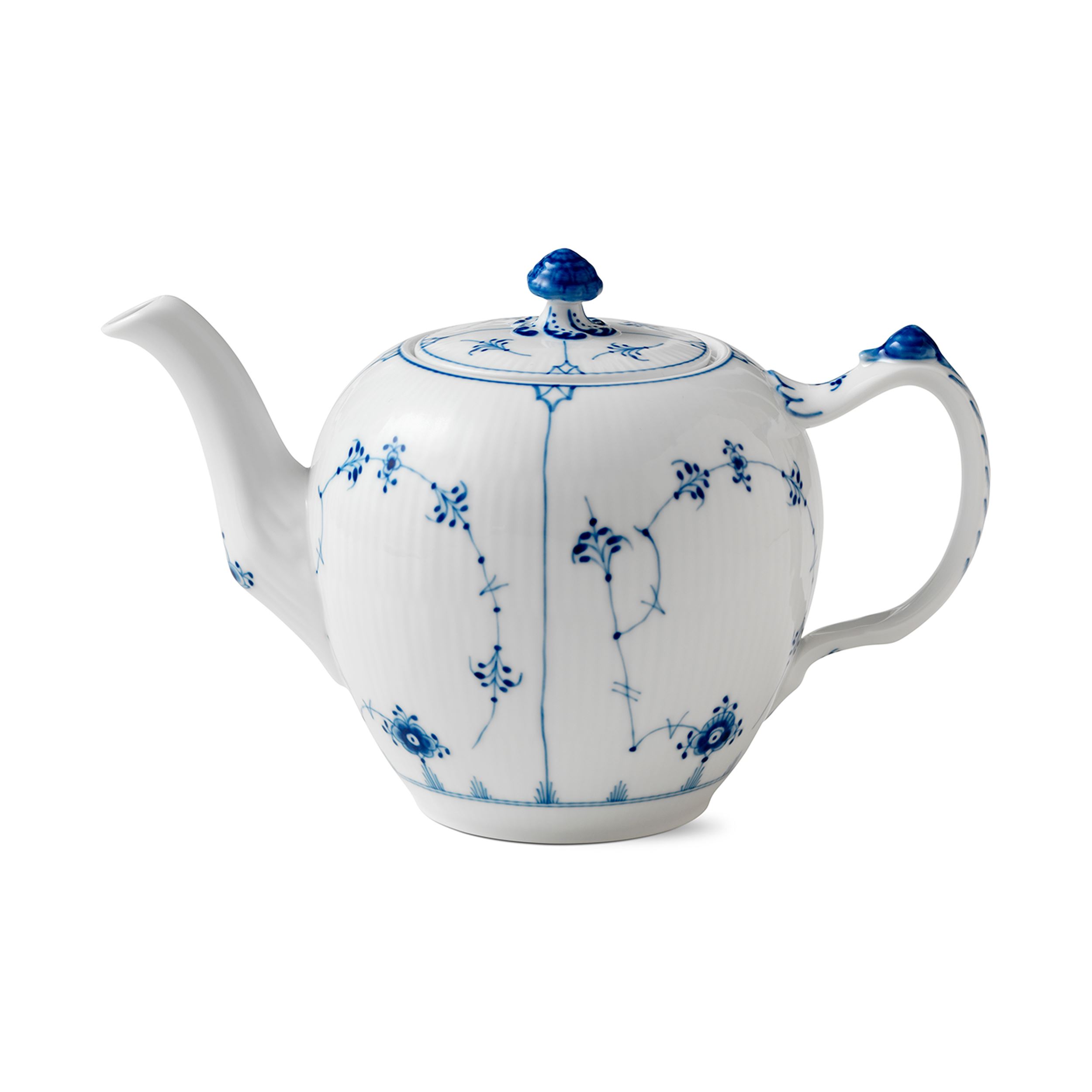 Blue Fluted Plain Teapot, 100 CL