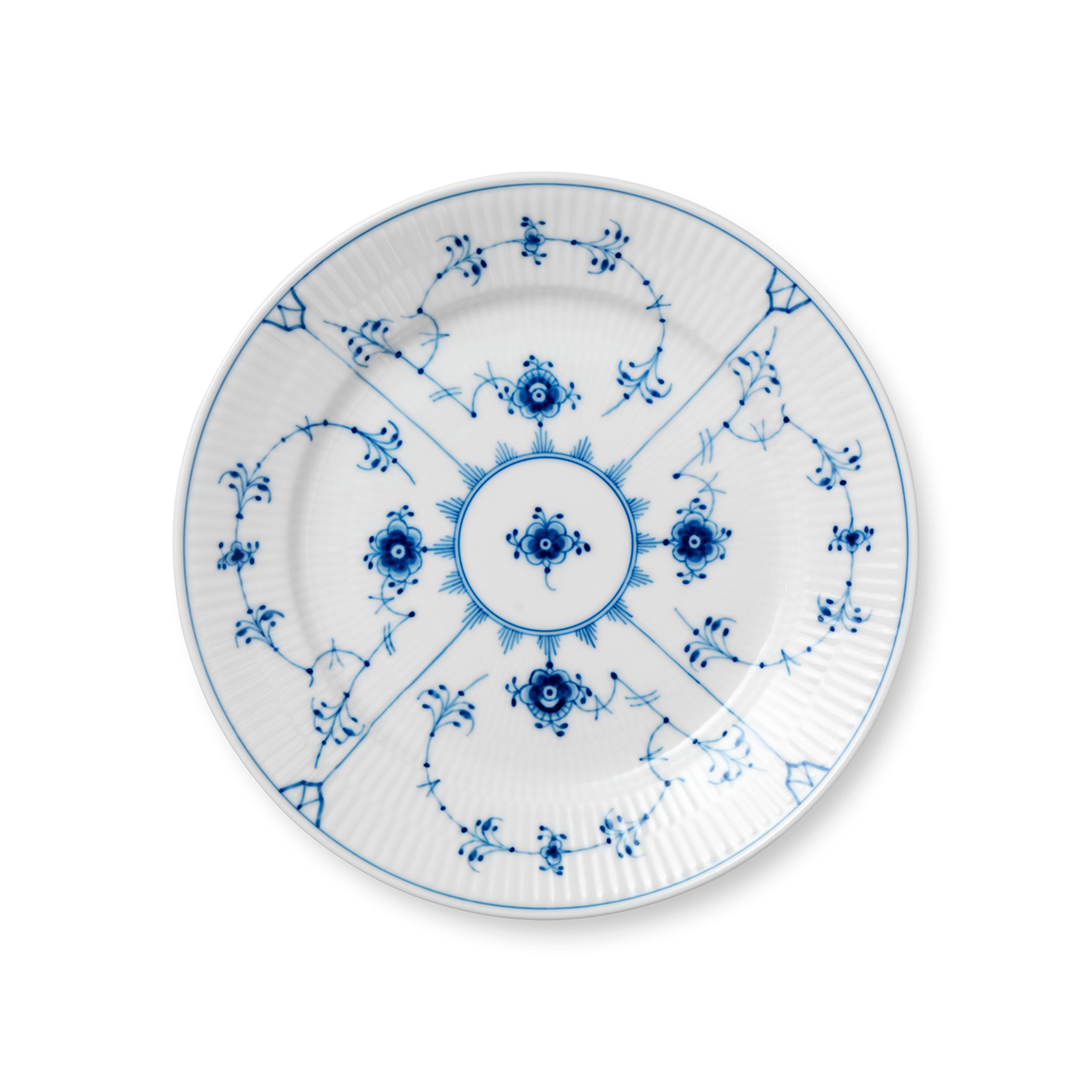 Blue Fluted Plain Salad Plate, 22 CM