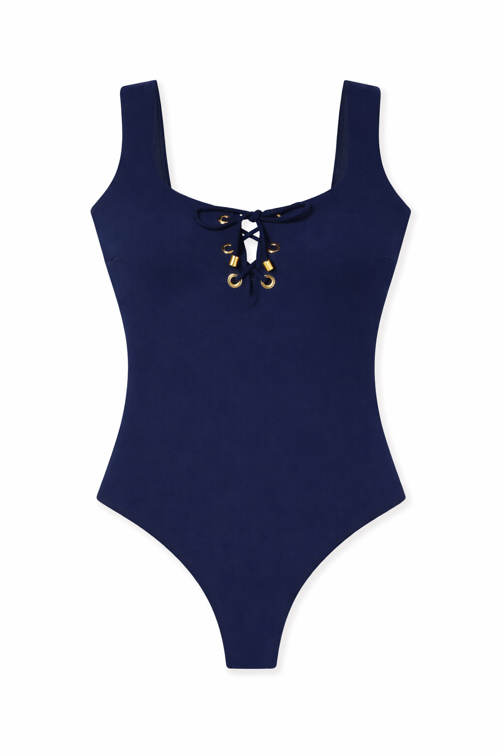 DreamSculpt Lace-Up Square Neck Tank in Navy