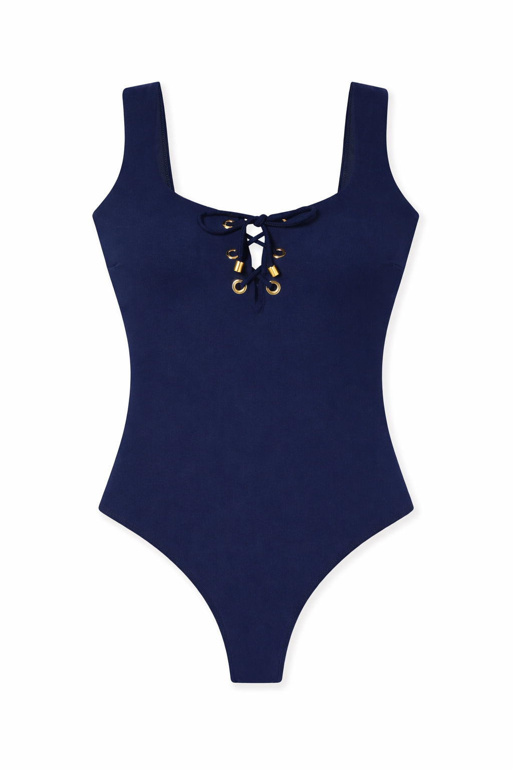 DreamSculpt Lace-Up Square Neck Tank in Navy