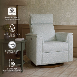 Morris & Co. x Namesake Willa Plus Power Glider Recliner with Power Headrest Bellflowers in Powdered Blue