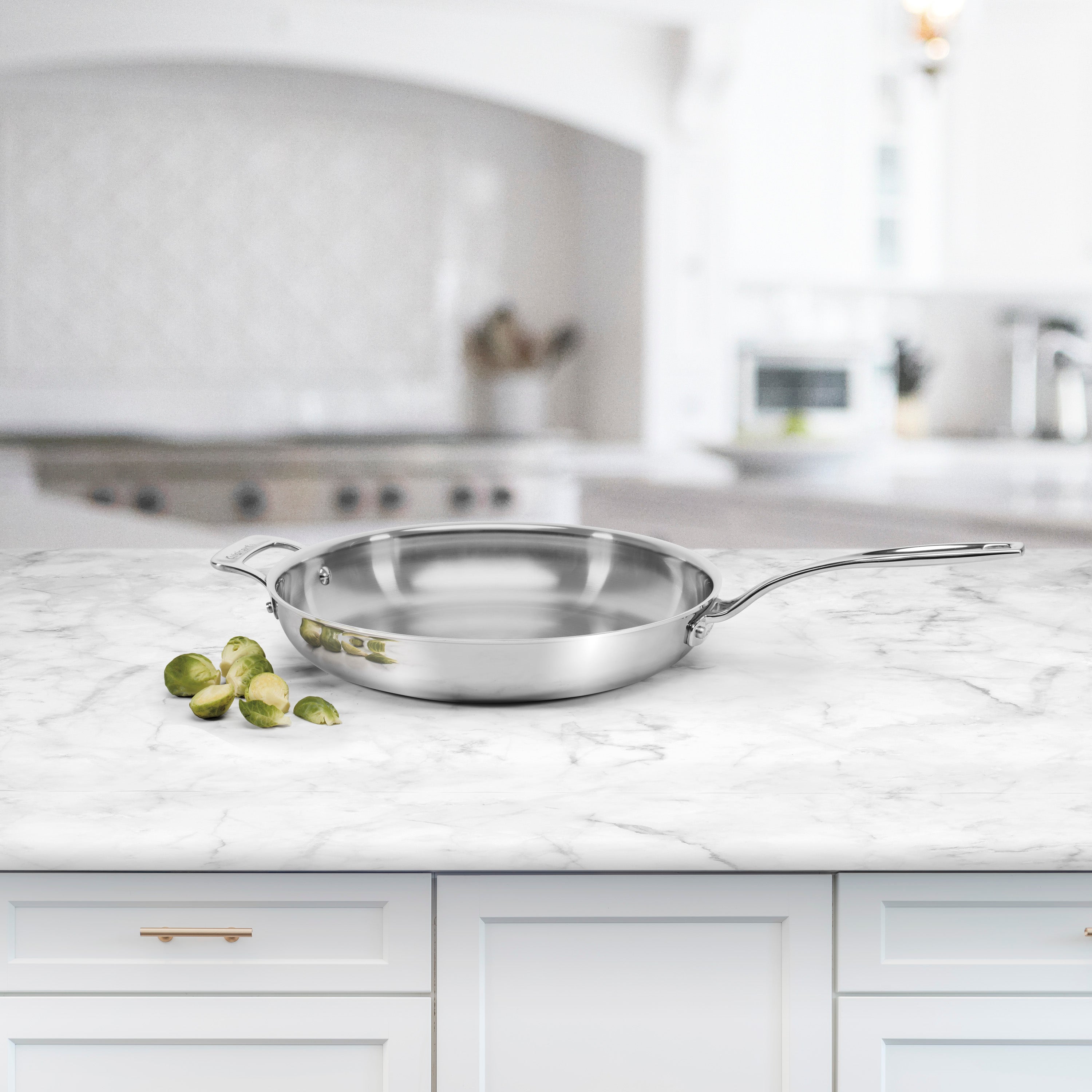 Custom-Clad 5-Ply 12" Fry Pan with Helper Handle in Stainless Steel