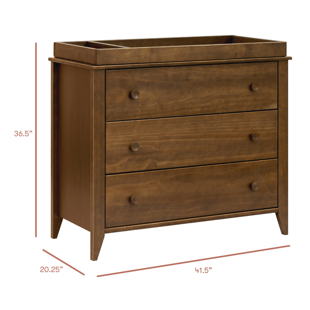Sprout 3-Drawer Compact Changer Dresser with Removable Changing Tray (42") in Natural Walnut