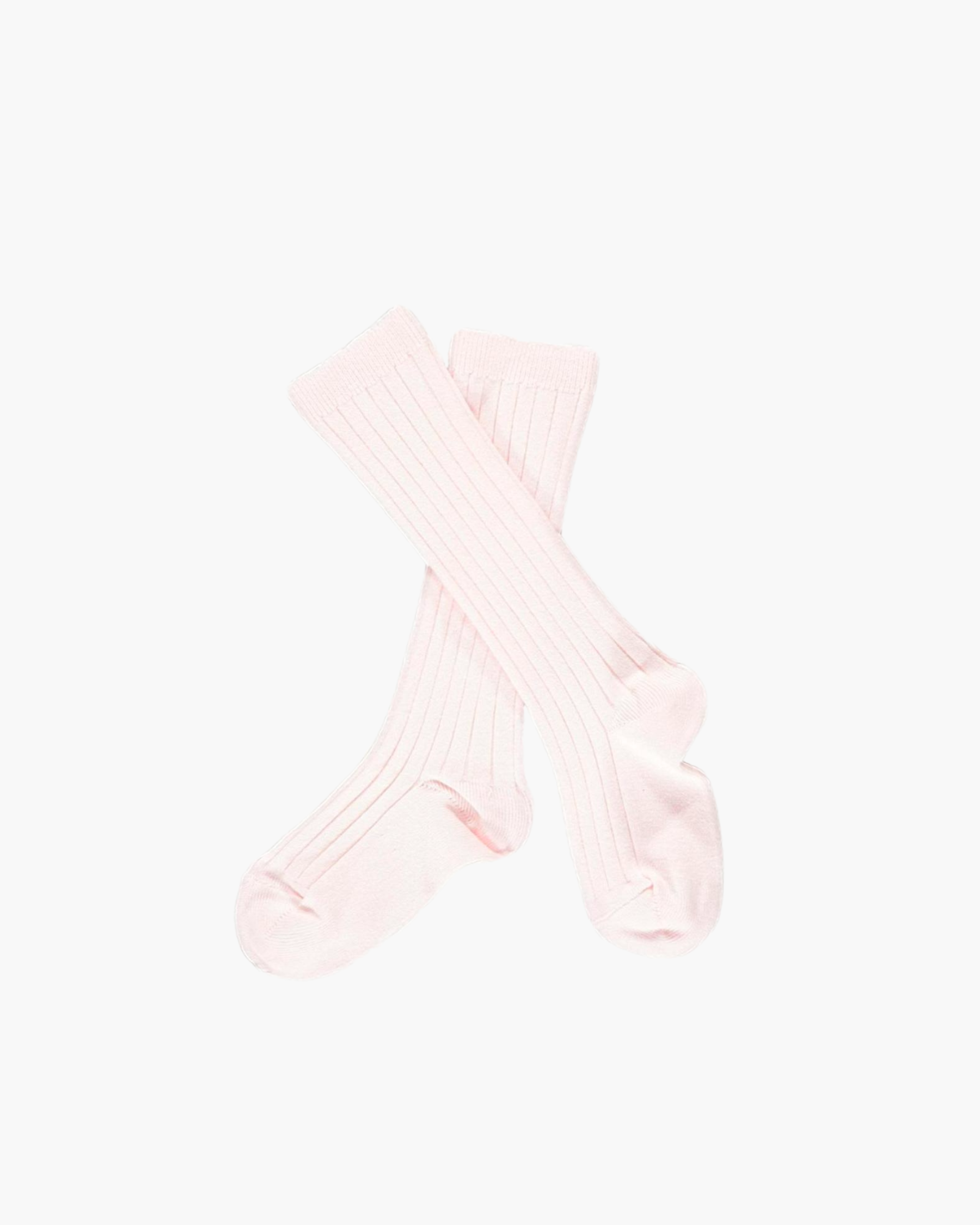 Ribbed High Knee Socks Baby Pink
