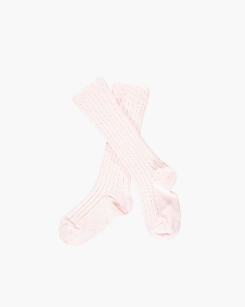 Ribbed High Knee Socks Baby Pink