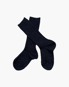 Ribbed High Knee Socks Black