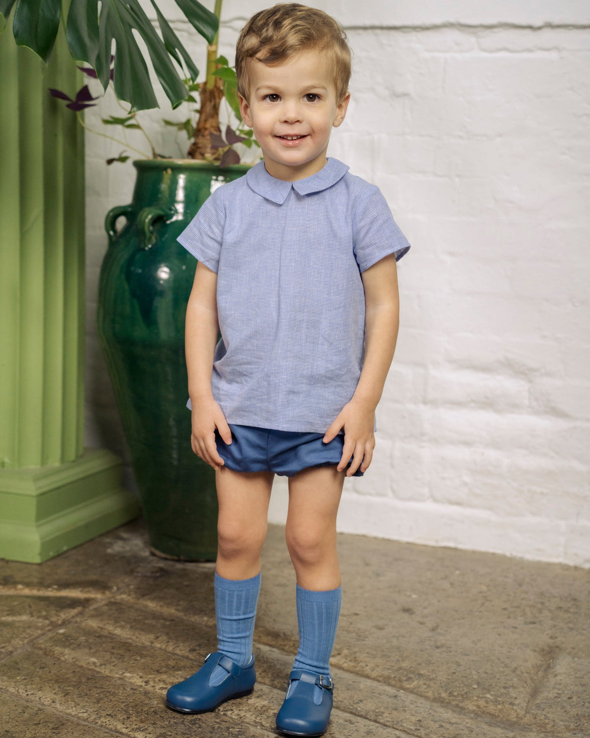 Ribbed High Knee Socks Blue France