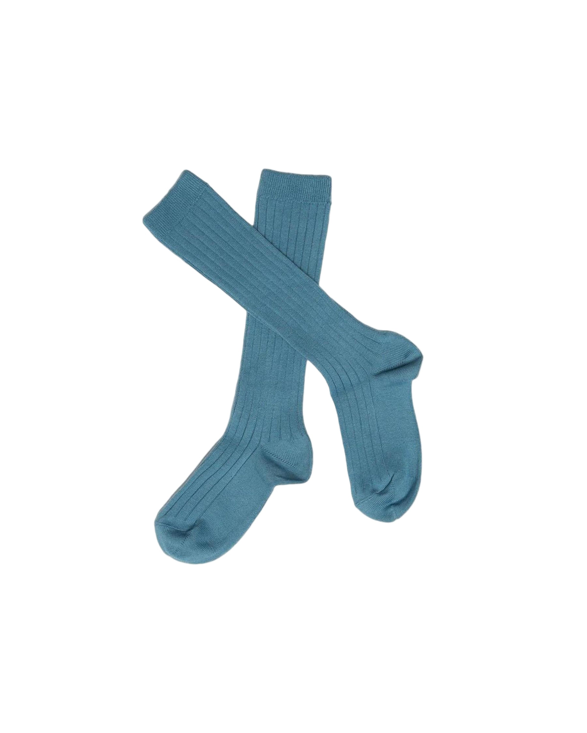 Ribbed High Knee Socks Blue France