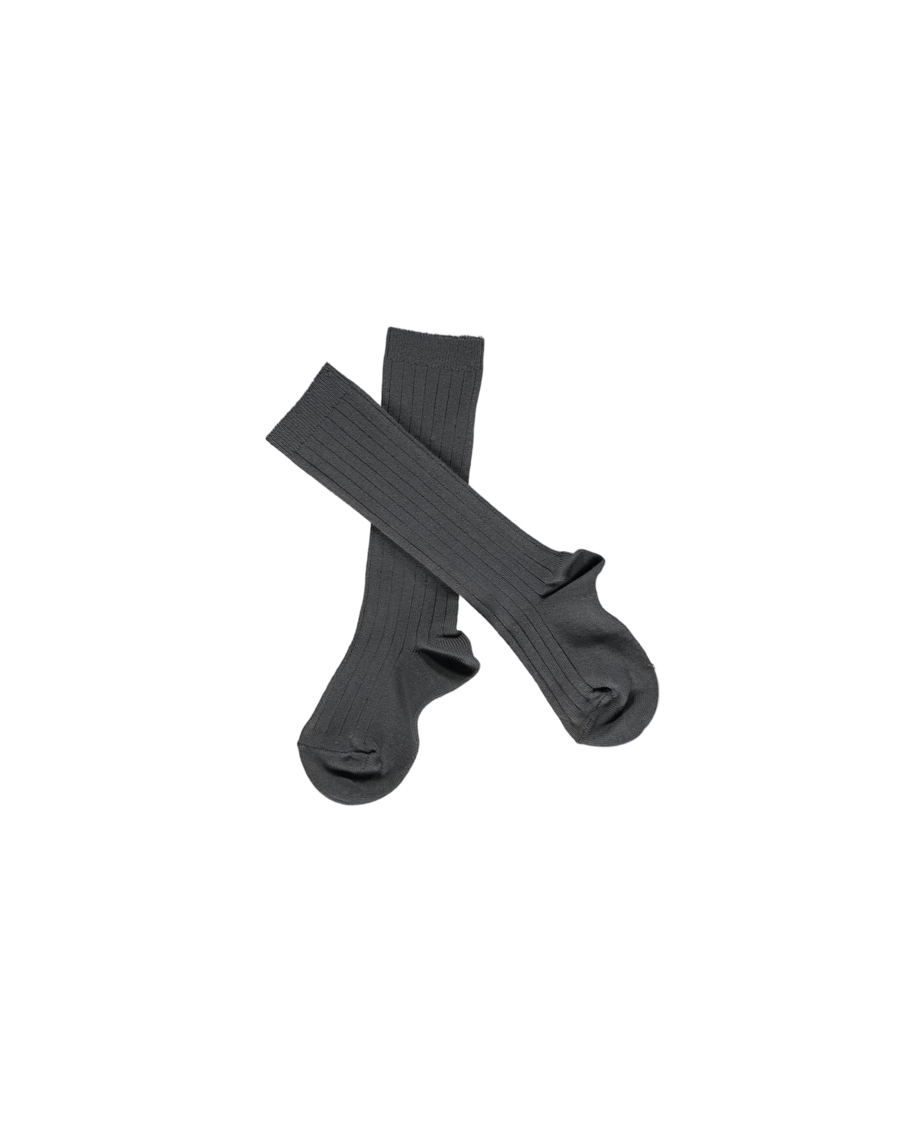 Ribbed High Knee Socks Charcoal