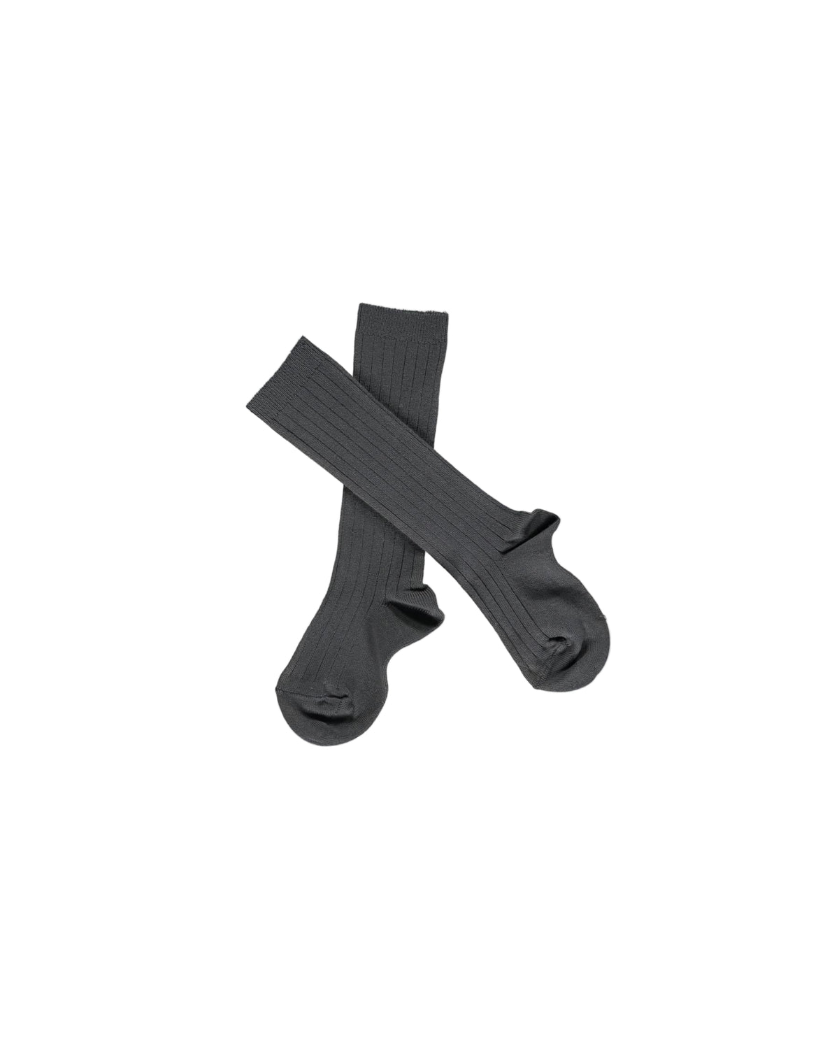 Ribbed High Knee Socks Charcoal