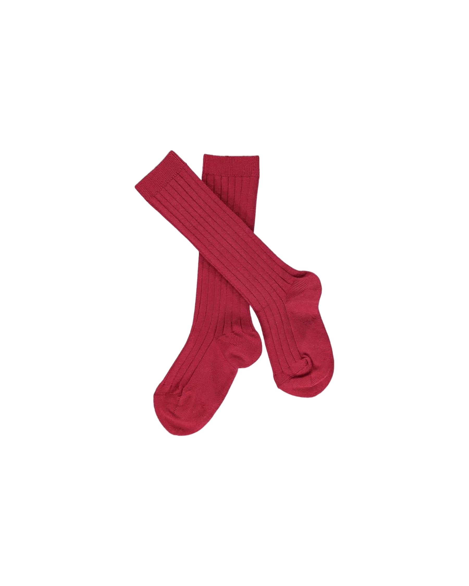 Ribbed High Knee Socks Cherry