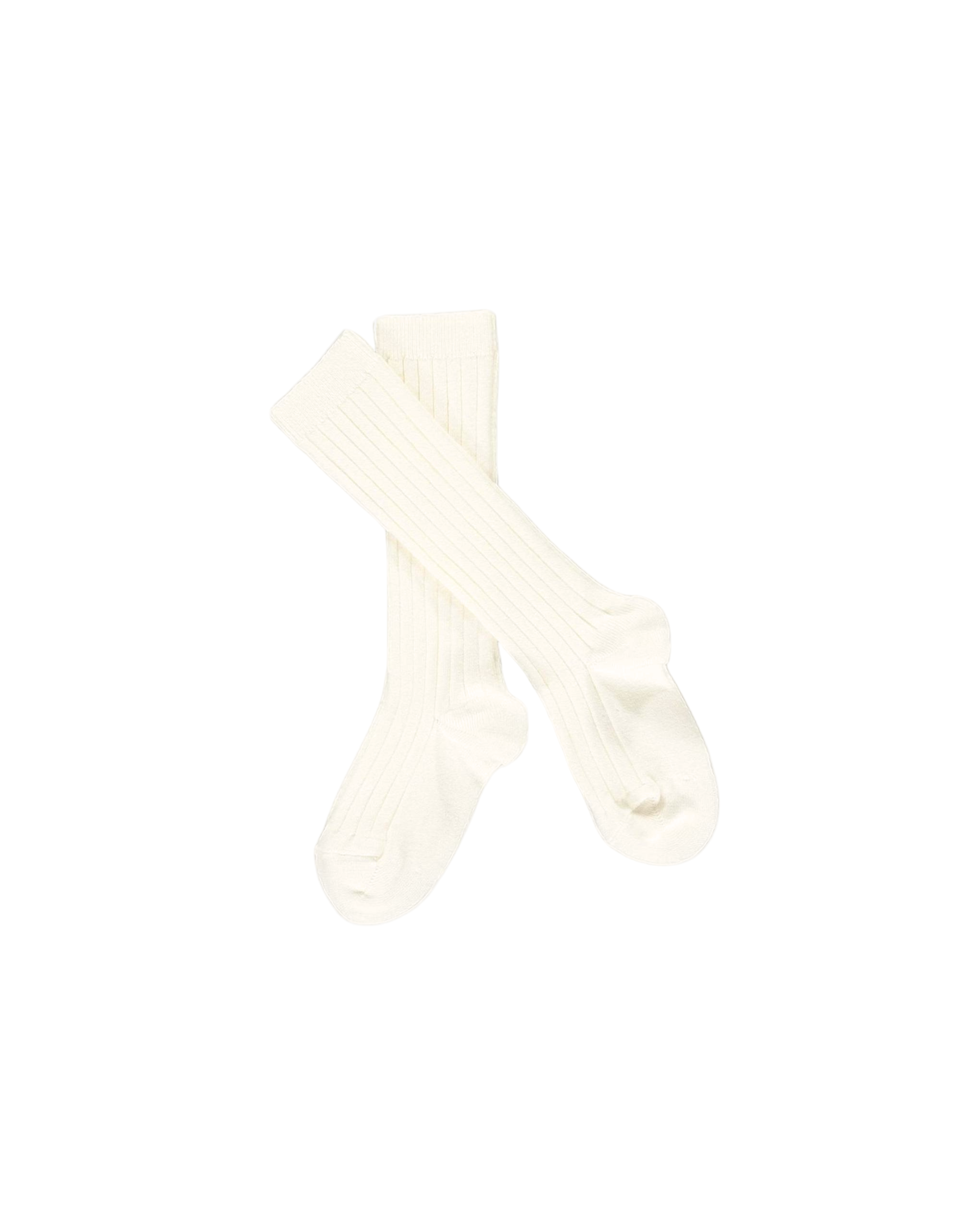 Ribbed High Knee Socks Cream