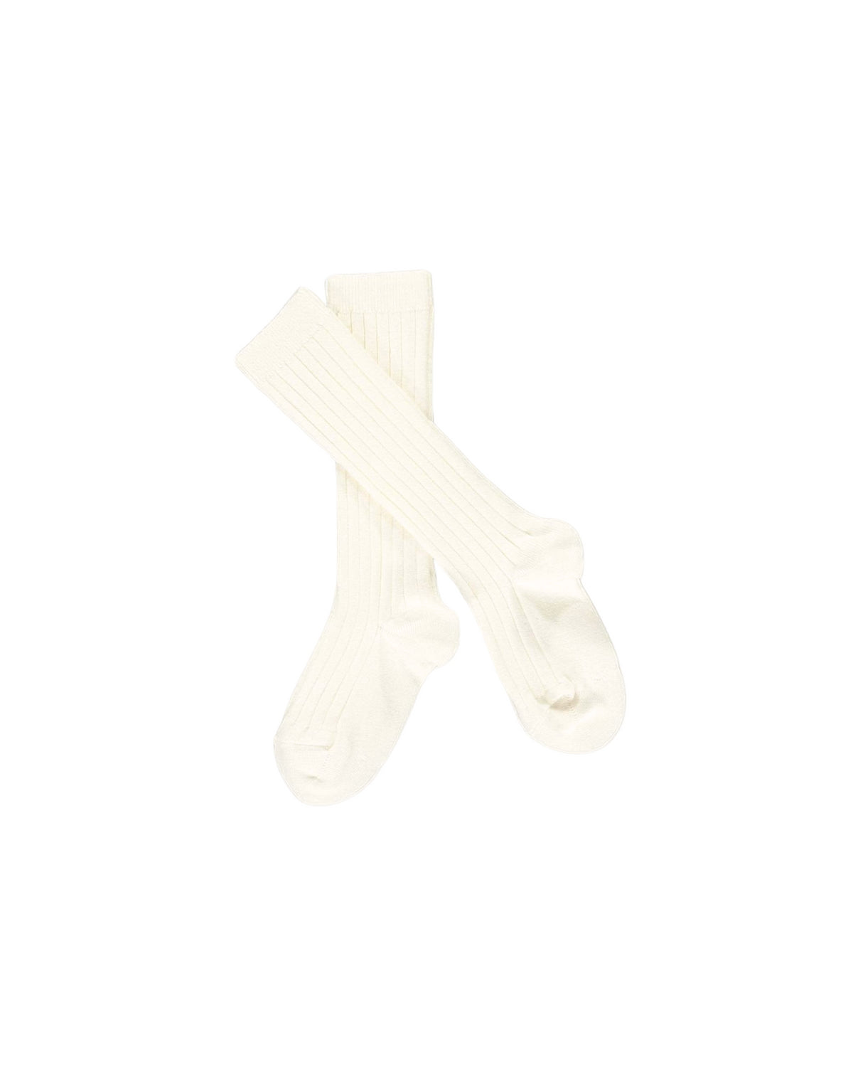 Ribbed High Knee Socks Cream