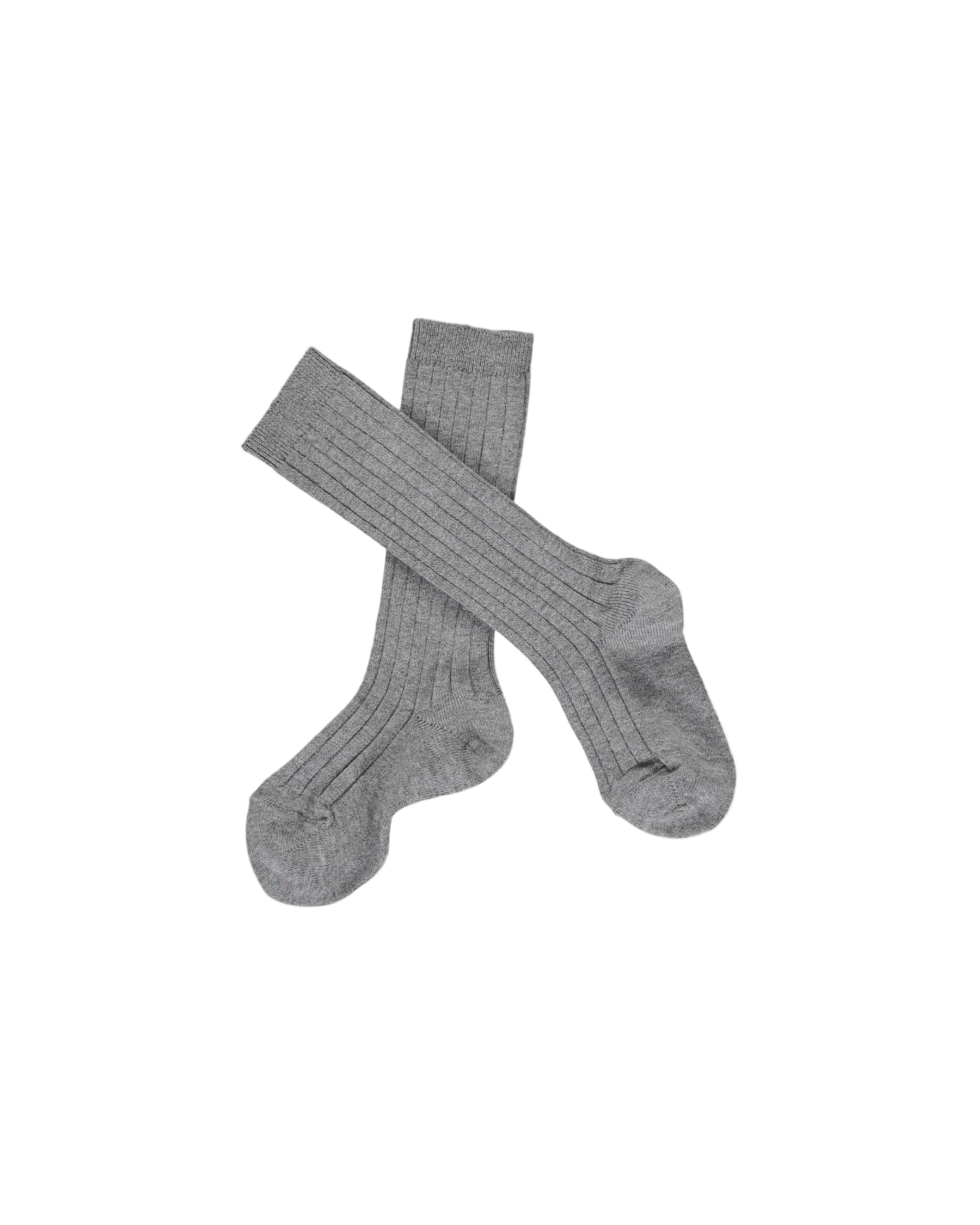 Ribbed High Knee Socks Light Grey