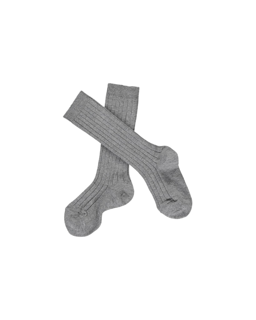 Ribbed High Knee Socks Light Grey
