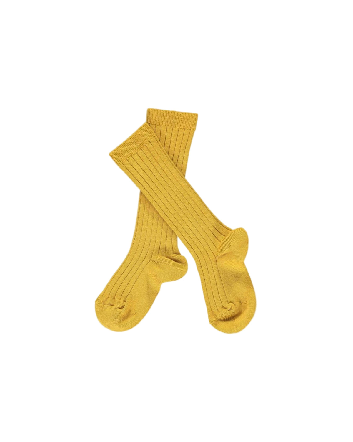 Ribbed High Knee Socks Mustard