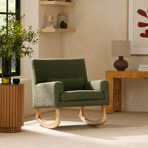Sleepytime Rocker in Olive Boucle with Light Legs