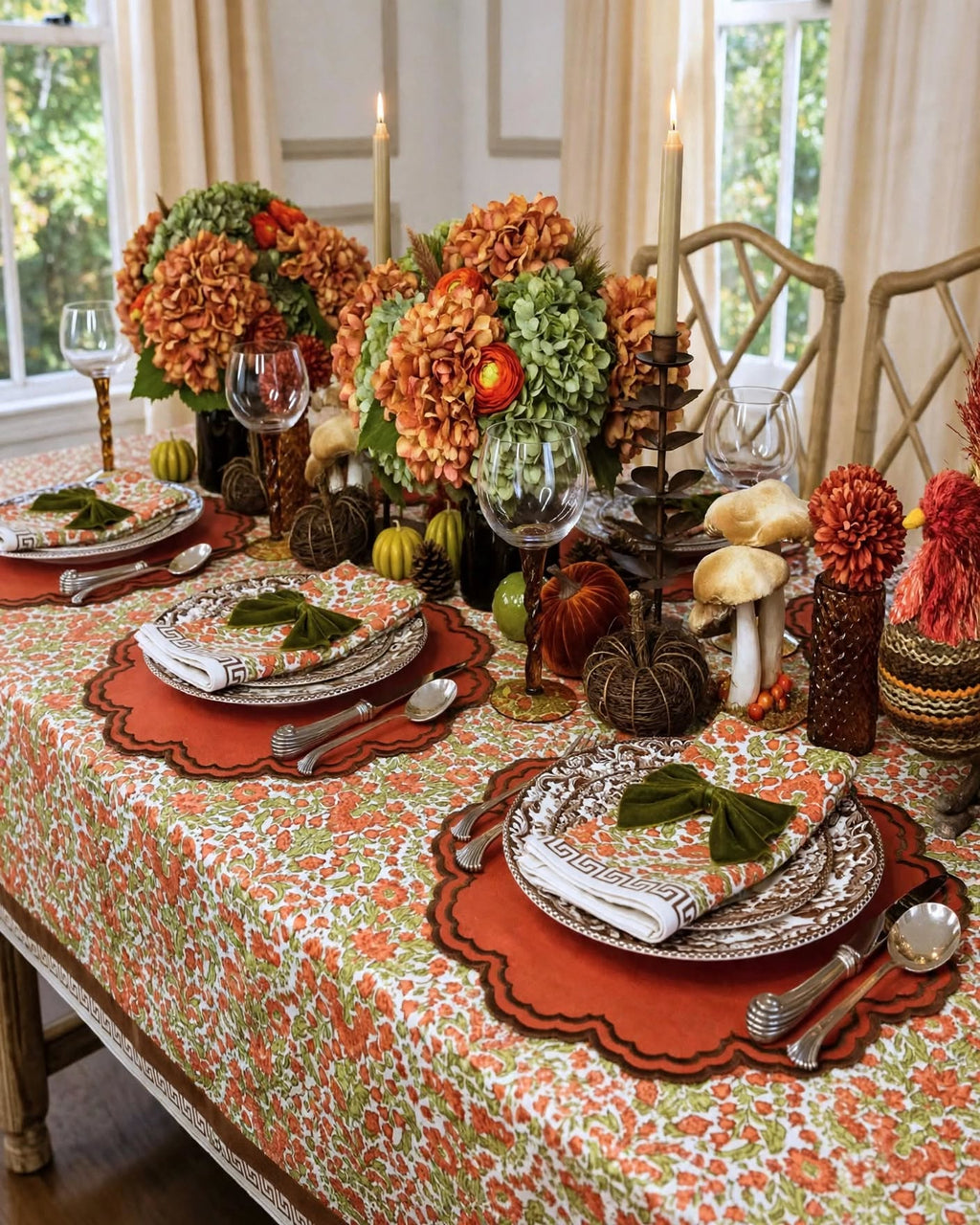 Larkspur & Bramble: Pumpkin and Sage Tablecloth