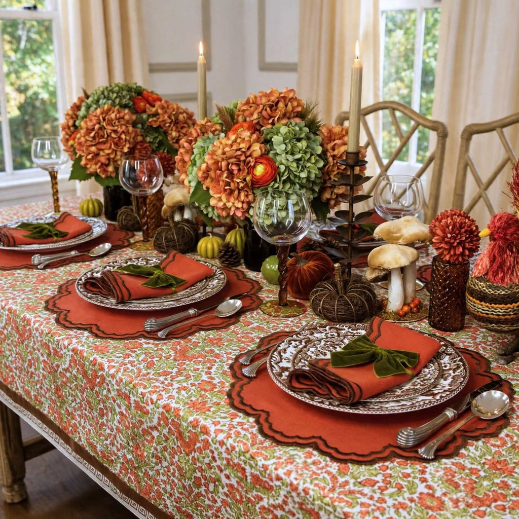 Larkspur & Bramble: Pumpkin and Sage Tablecloth