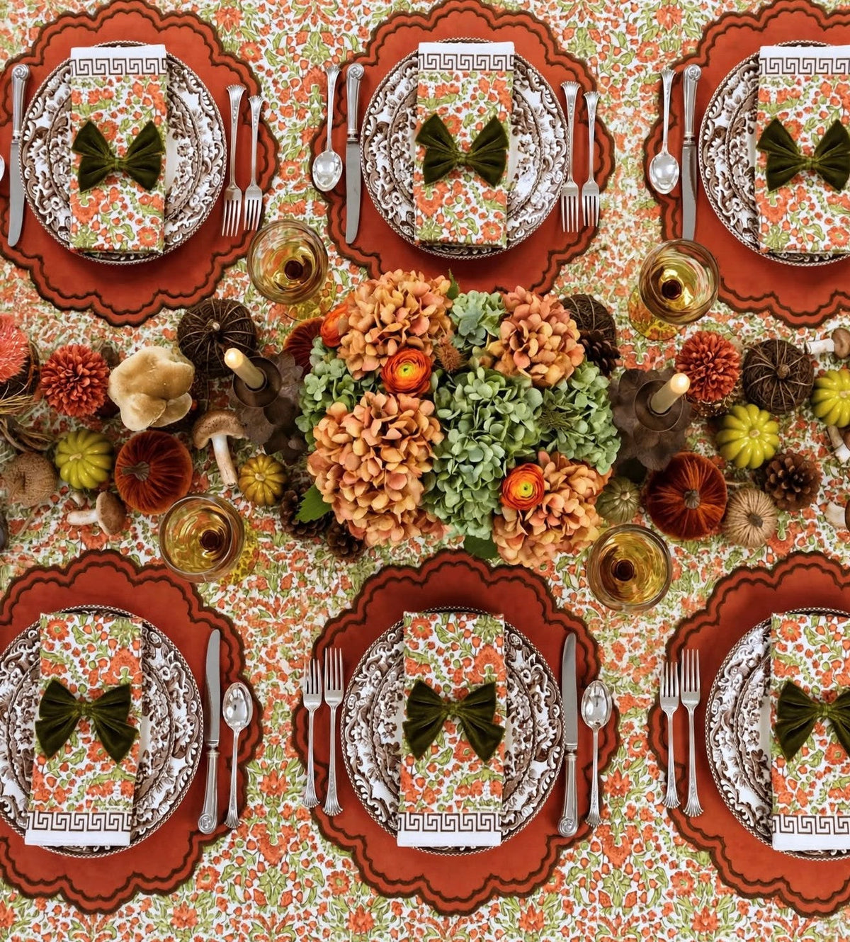 Larkspur & Bramble: Pumpkin and Sage Napkins, Set of 4