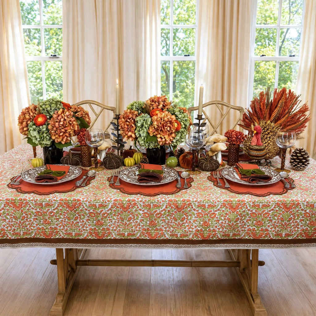 Larkspur & Bramble: Pumpkin and Sage Tablecloth