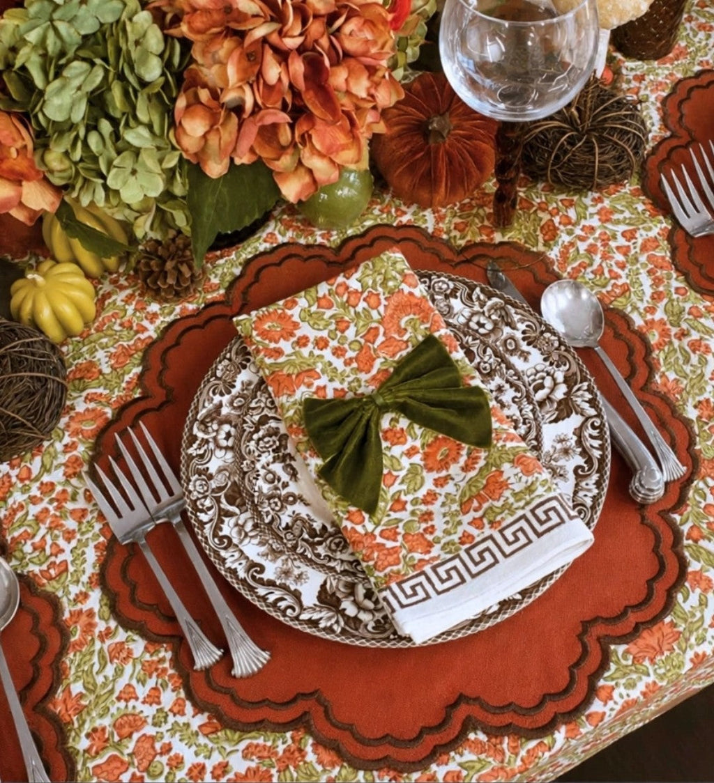 Larkspur & Bramble: Pumpkin and Sage Napkins, Set of 4
