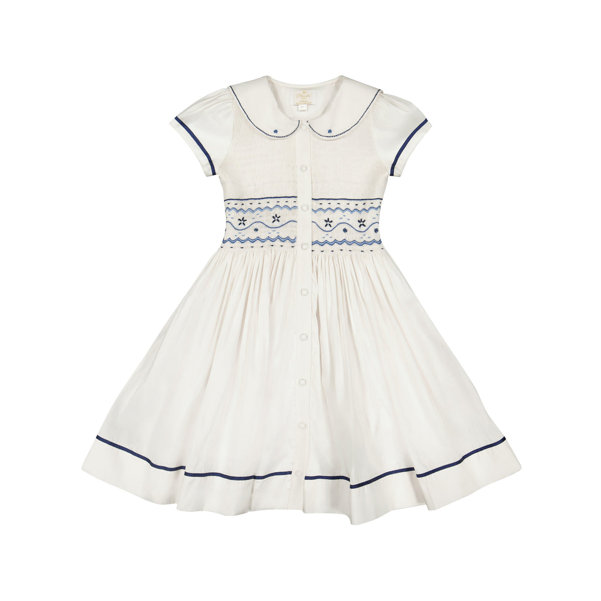 Riviera White Short Sleeve Smocked Dress