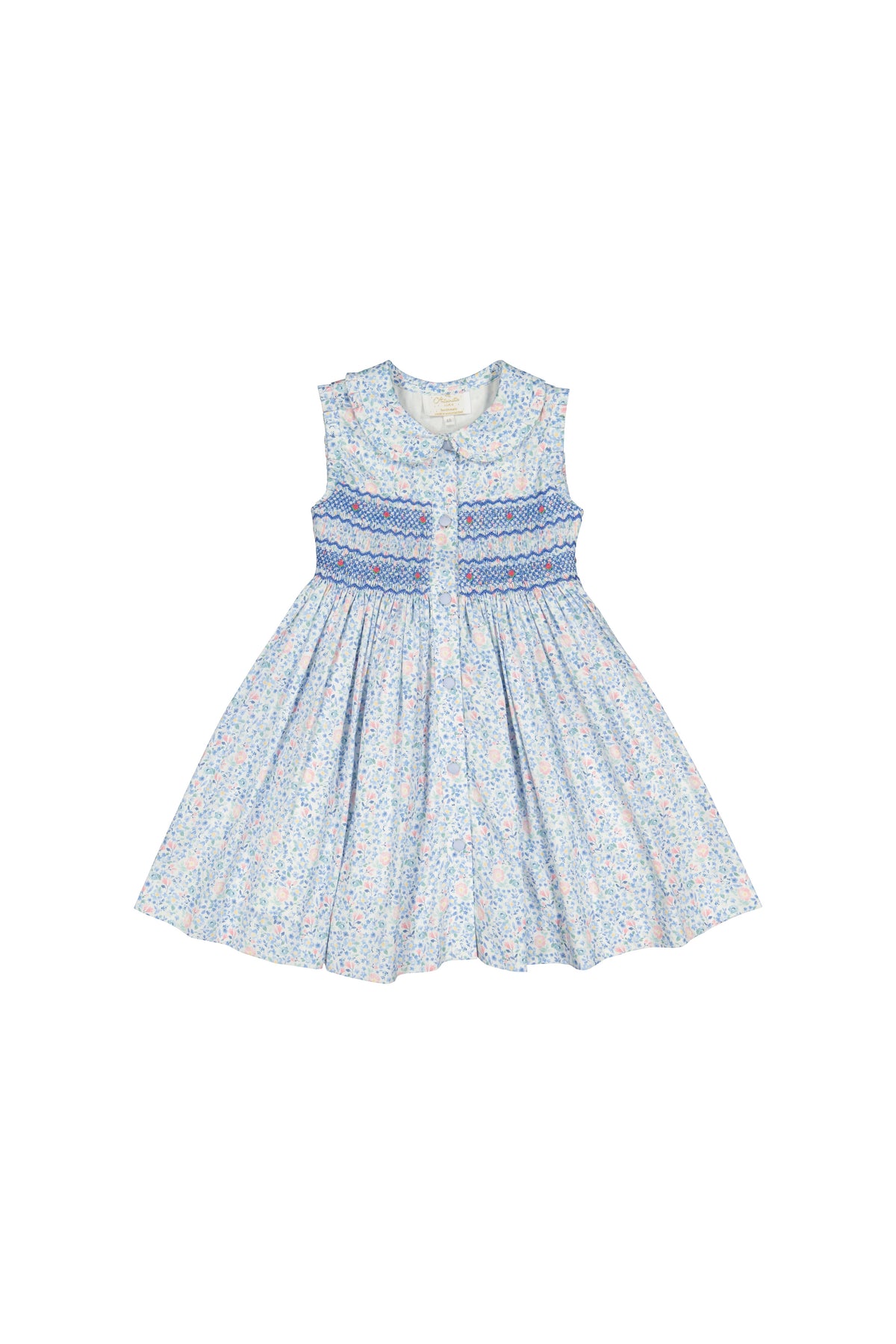 Olympe Floral Blue Sleeveless Smocked Dress