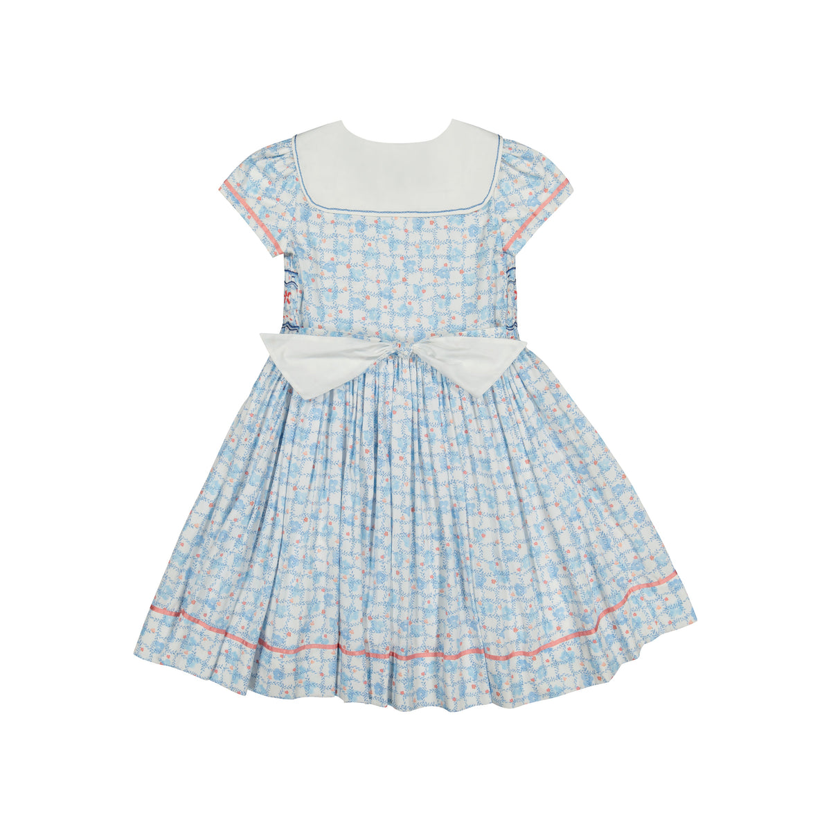 Riviera Floral Blue Short Sleeve Smocked Dress