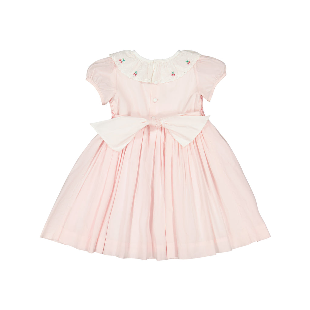Cherry Pink Short Puff Smocked Dress