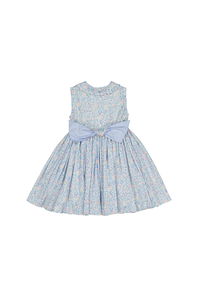 Olympe Floral Blue Sleeveless Smocked Dress