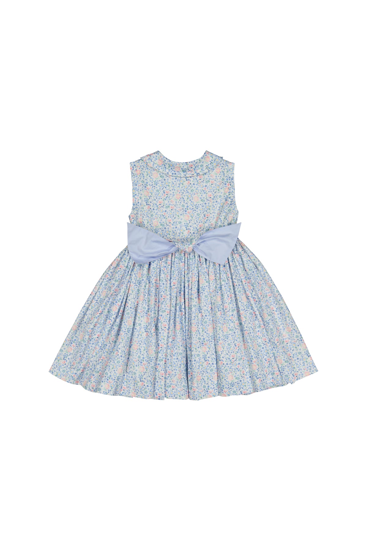 Olympe Floral Blue Sleeveless Smocked Dress