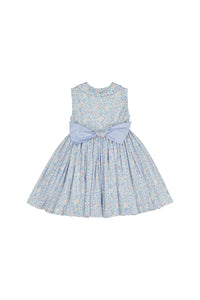 Olympe Floral Blue Sleeveless Smocked Dress