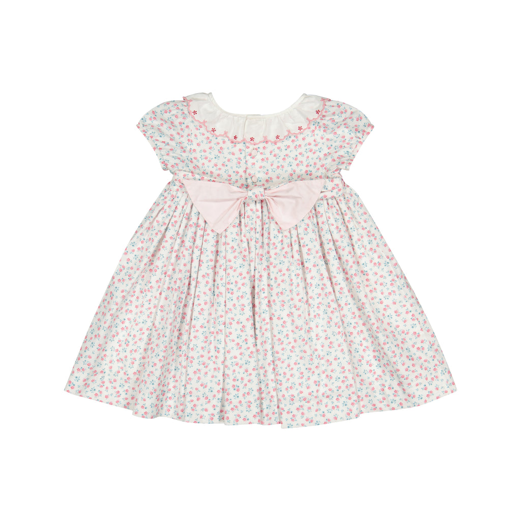 Isadora Floral Pink Short Puff Empire Dress