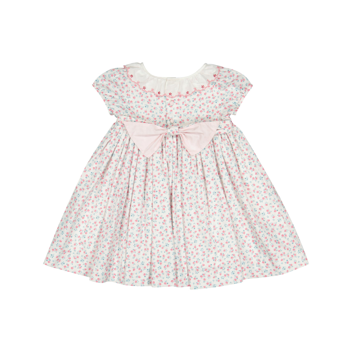 Isadora Floral Pink Short Puff Empire Dress