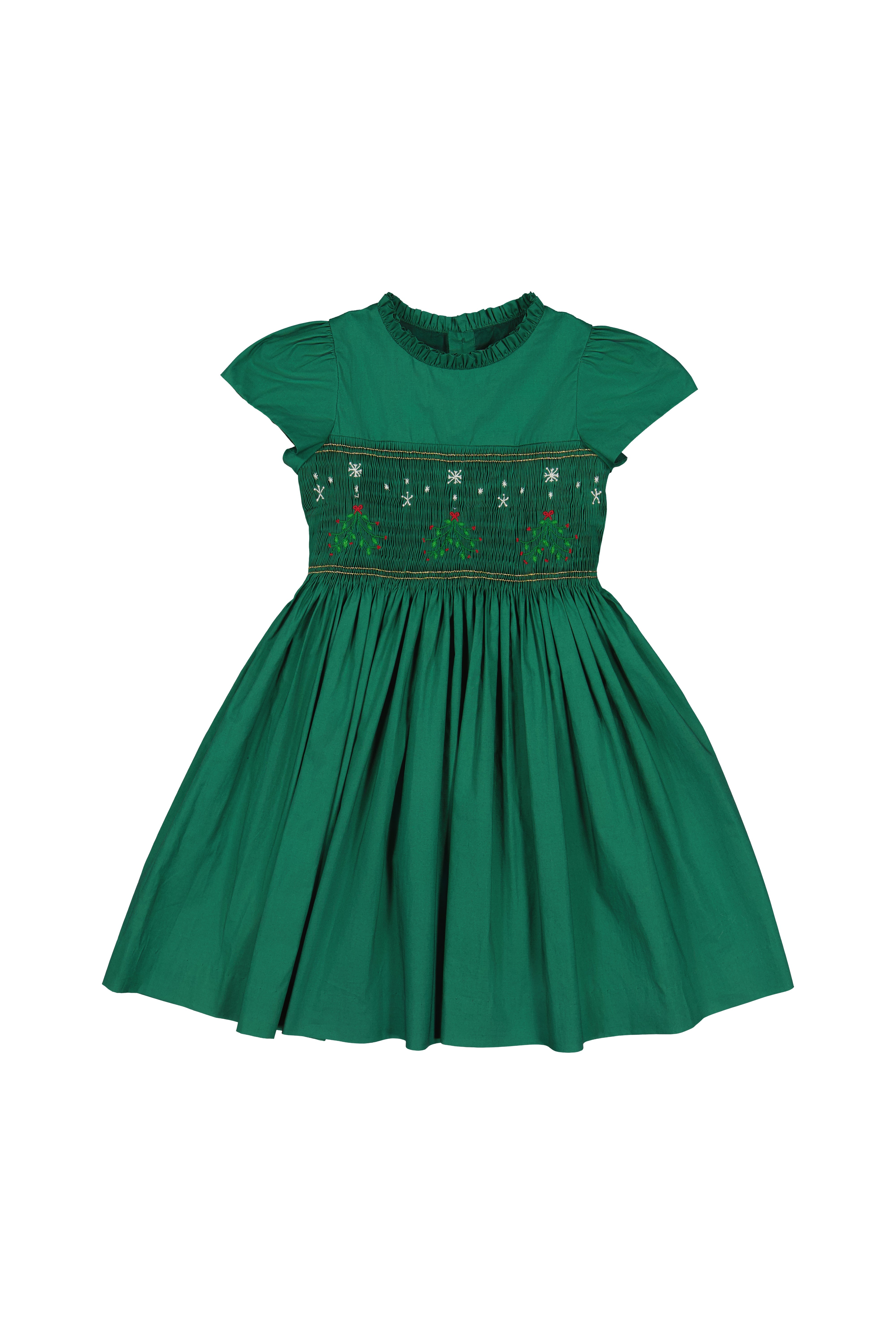 Perla Green Smocked Dress
