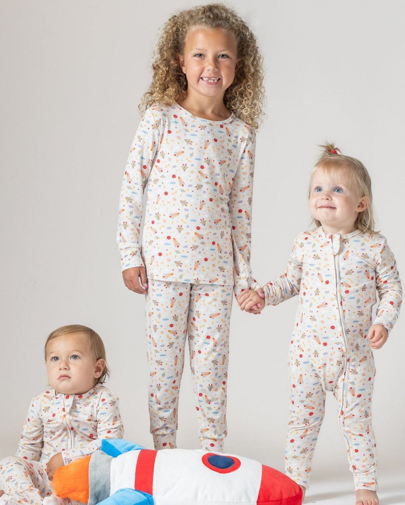 Rocketship Bamboo Pajama Set, Space Pajamas, Bamboo Kids Pajamas