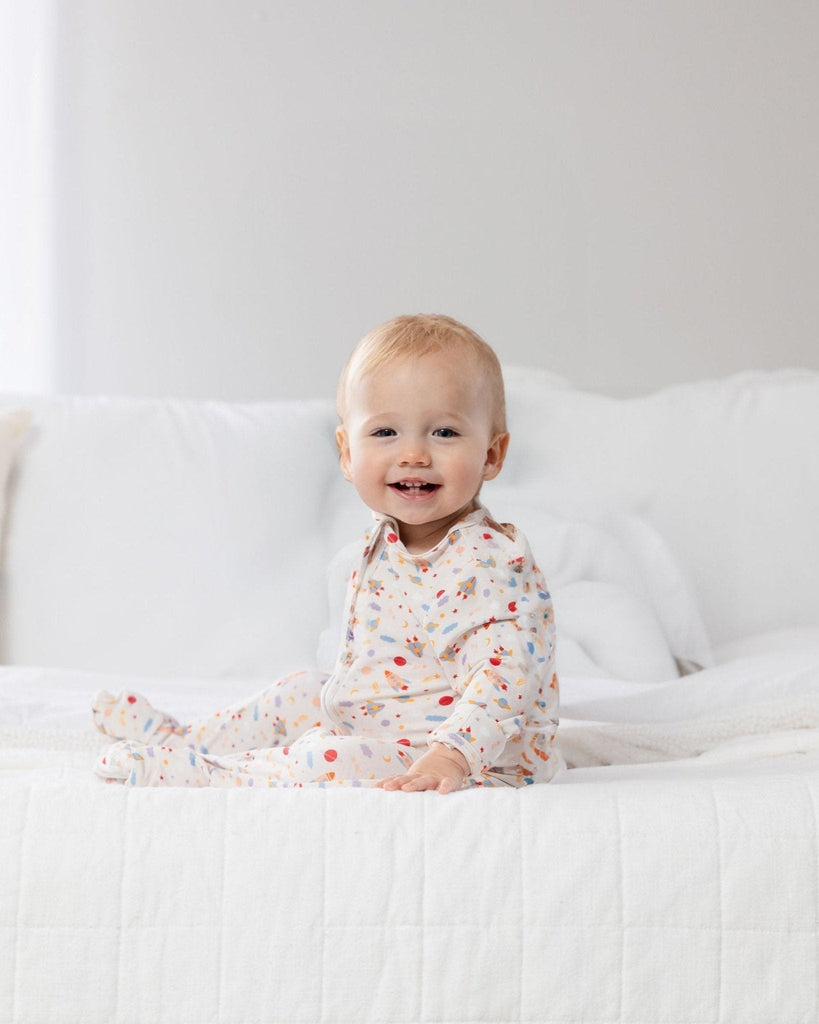 Rocketship Zipper Footie, Baby Bamboo Pajamas, Space Bamboo PJs for Kids