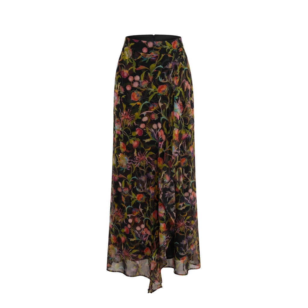 Rosamund Skirt in Rainbow Thistle Silk Chiffon