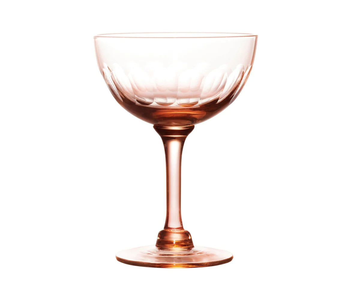 Rose Champagne Saucers With Lens Design, Set of 4