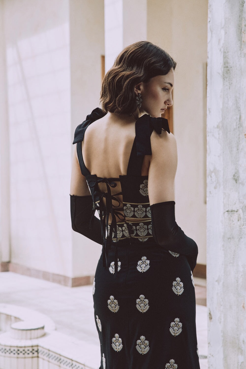 Begum Top - Black, White & Gold Rosewater House 