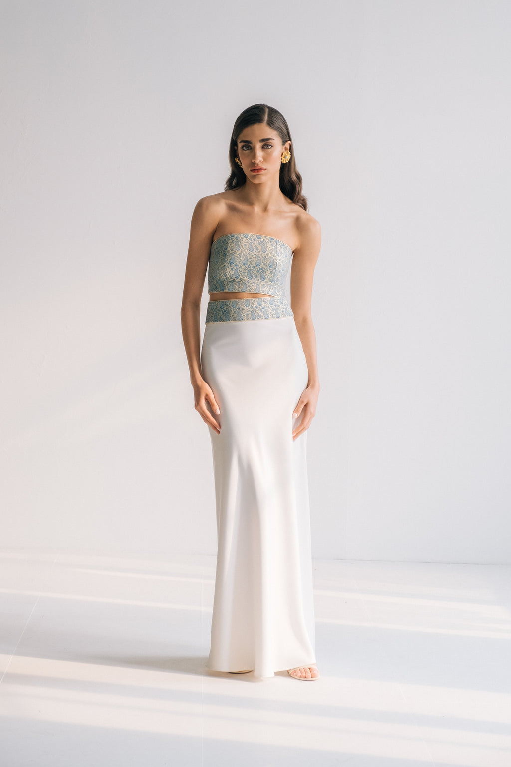Off White Maxi Silk Slip Skirt - RosewaterHouse XS Off White Maxi Silk Slip Skirt - RosewaterHouse XS