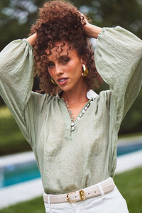 Ivy Blouse - Light Green Tops - Blouse OVER THE MOON 
