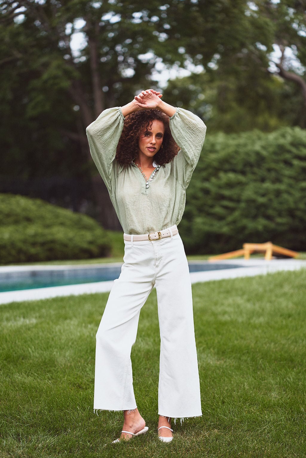 Ivy Blouse - Light Green Tops - Blouse OVER THE MOON 