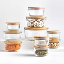 20-Piece Round Glass Food Storage Set with Bamboo Lids