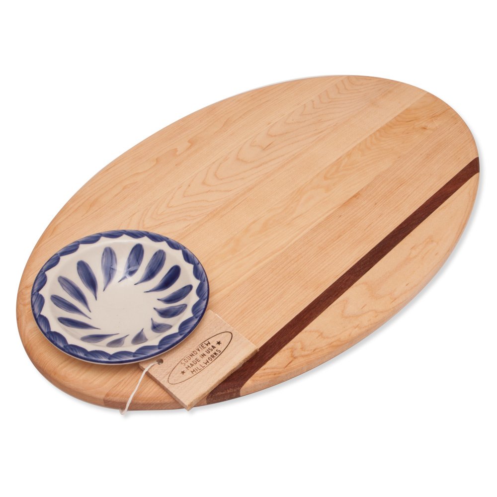 Oval Dip Board with Ceramic Bowl
