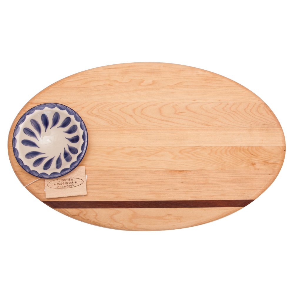 Oval Dip Board with Ceramic Bowl