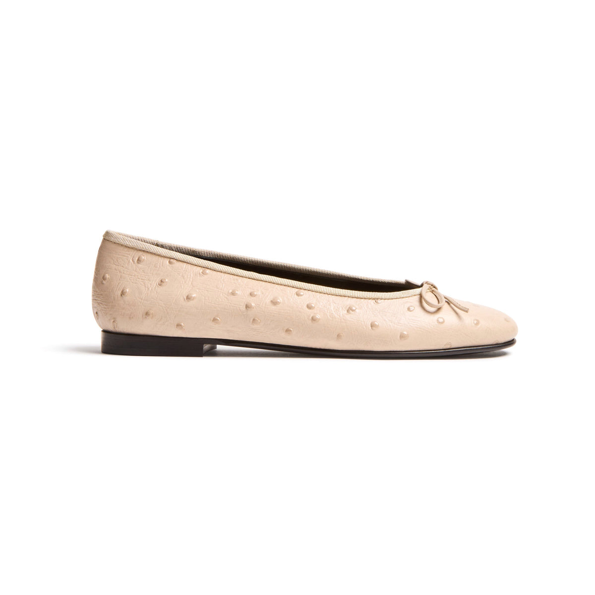 Roux Ballet Flat in Ecru Ostrich