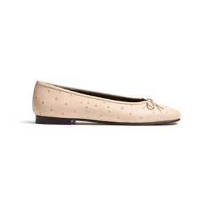 Roux Ballet Flat in Ecru Ostrich